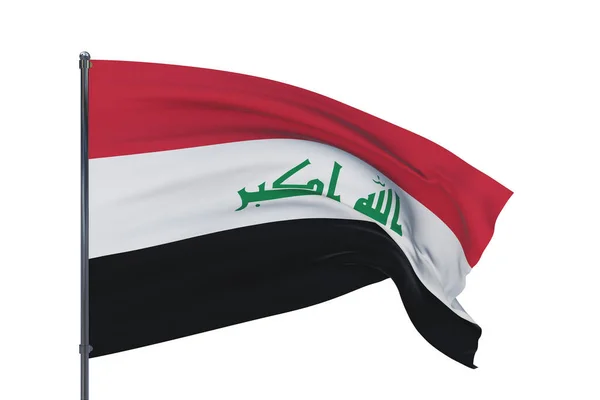 3D-Illustration. Flaggen der Welt schwenken - Flagge des Irak. Isoliert auf weißem Hintergrund. — Stockfoto