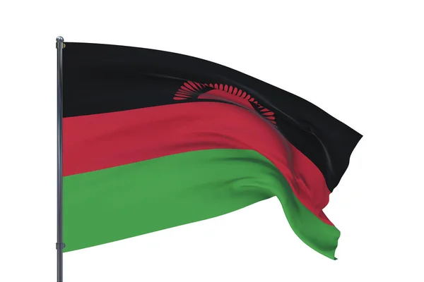 Ilustração 3D. Bandeiras ondulantes do mundo - Bandeira do Malawi. Isolado sobre fundo branco. — Fotografia de Stock