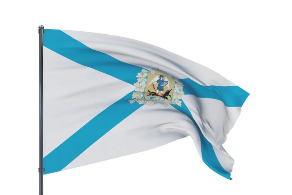 Arkhangelsk oblasts flagg. 3D-illustrasjon isolert på hvit bakgrunn. Flagg til Russlands føderasjonssubjekter. – stockfoto