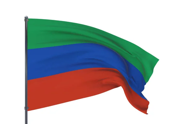 Bandeira do Daguestão, ilustração 3D isolada sobre fundo branco. Bandeiras dos súditos federais da Rússia. — Fotografia de Stock