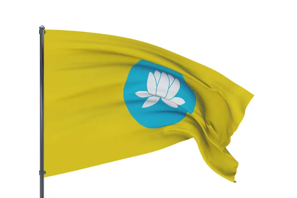 Vlag van Kalmykia. 3D illustratie geïsoleerd op witte achtergrond. Vlaggen van de federale onderdanen van Rusland. — Stockfoto