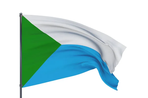 Bandiera di Khabarovsk Krai. Illustrazione 3D isolata su sfondo bianco. Bandiere dei soggetti federali della Russia. — Foto Stock