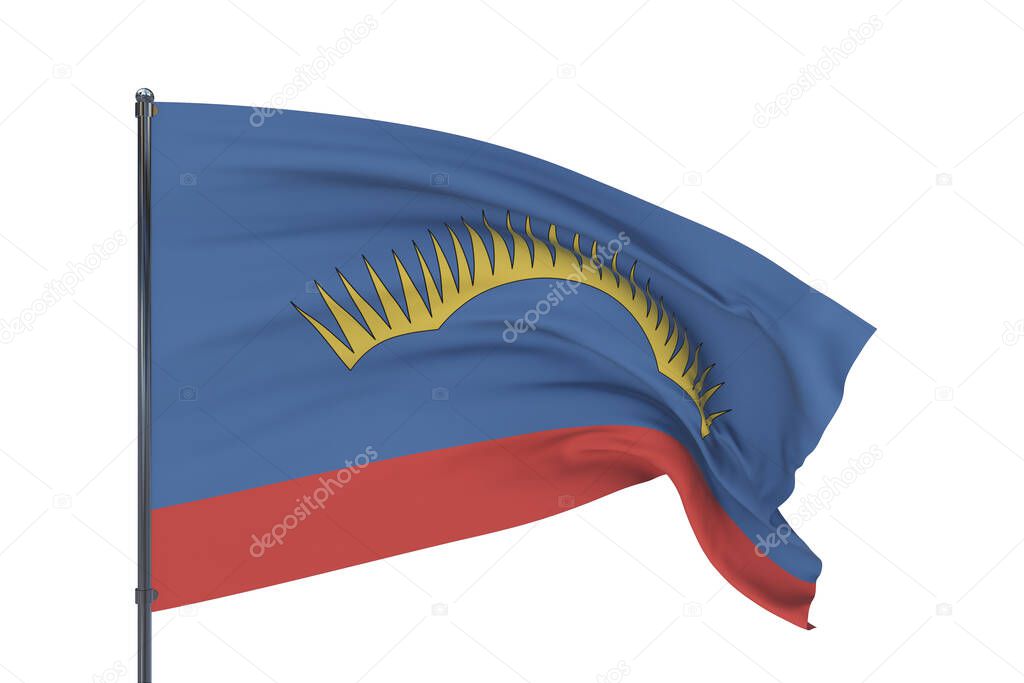 Flag of Murmansk Oblast. 3D illustration isolated on white background. Flags of the federal subjects of Russia.