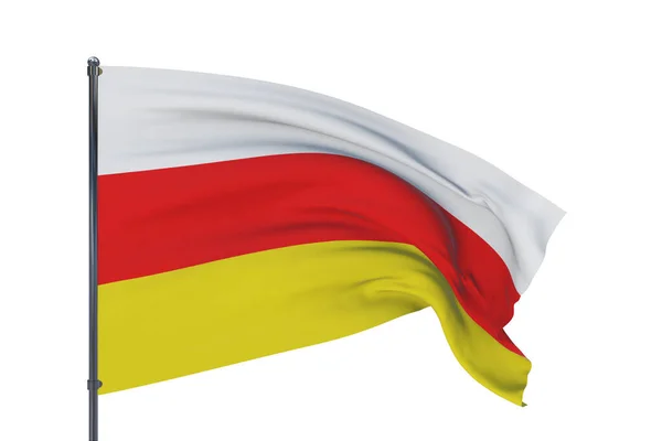 オセチアの国旗。白地に隔離された3Dイラスト。ロシア連邦の主題の旗. — ストック写真