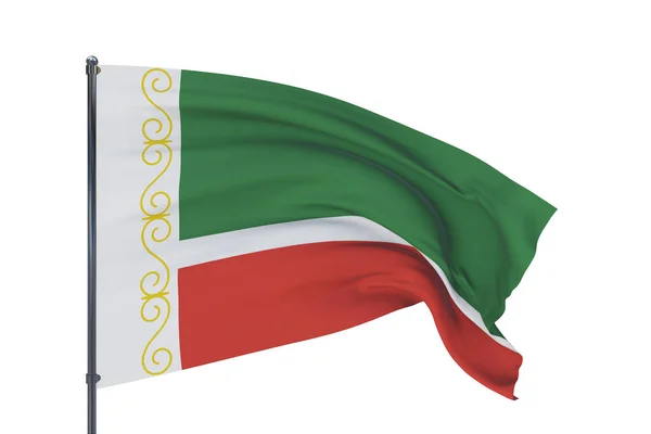 Флаг Чечни, Чеченской Республики. 3D иллюстрация выделена на белом фоне. Флаги субъектов Российской Федерации. — стоковое фото
