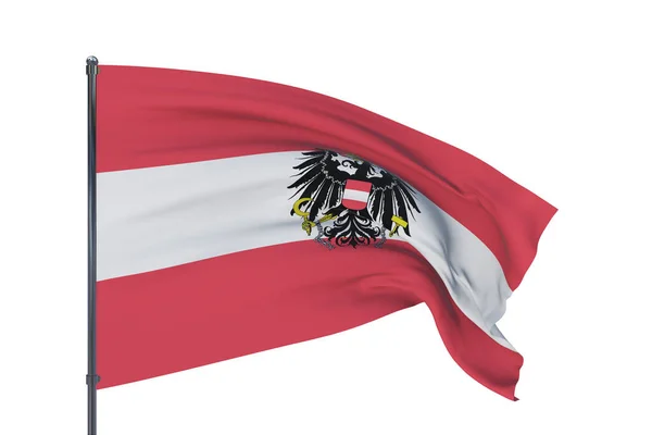 Ilustração 3D. Acenando bandeiras do mundo - bandeira do estado de Áustria. Isolado sobre fundo branco. — Fotografia de Stock