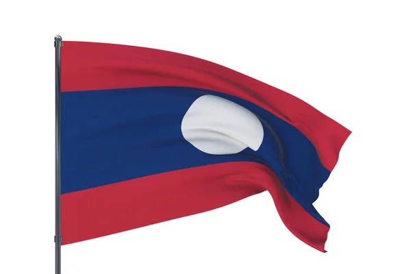 Ilustración 3D. ondeando banderas del mundo - Bandera de Laos. Aislado sobre fondo blanco. — Foto de Stock
