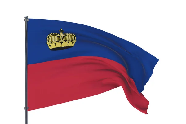 Illustrazione 3D. Sventolando bandiere del mondo - bandiera del Liechtenstein. Isolato su sfondo bianco. — Foto Stock