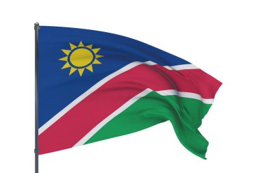 Üç boyutlu illüstrasyon. Dünyanın bayraklarını sallıyor. Namibya bayrağı. Beyaz arkaplanda izole.