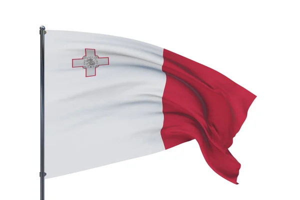 Ilustração 3D. Bandeiras ondulantes do mundo - Bandeira de Malta. Isolado sobre fundo branco. — Fotografia de Stock