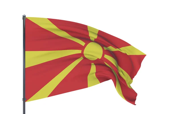 3D illustration. Waving flags of the world - flag of North Macedonia. Isolated on white background. — Stock Photo, Image