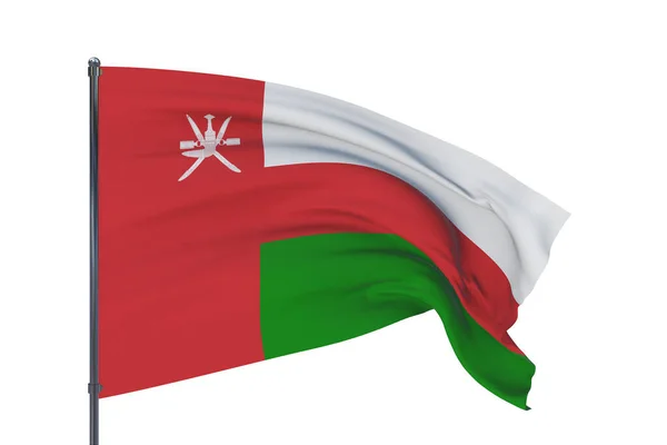 3D illustratie. Zwaaiende vlaggen van de wereld - vlag van Oman. Geïsoleerd op witte achtergrond. — Stockfoto