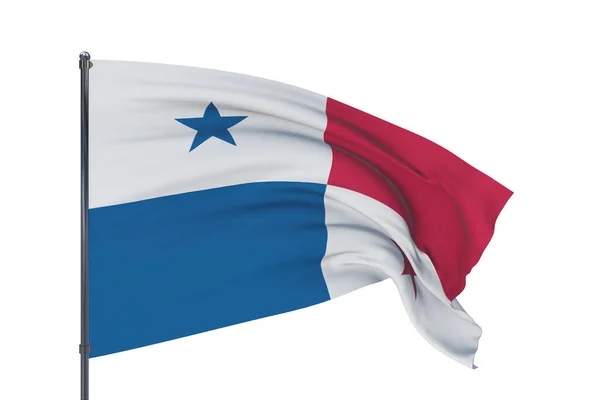 Ilustración 3D. Banderas ondeando del mundo - Bandera de Panamá. Aislado sobre fondo blanco. —  Fotos de Stock