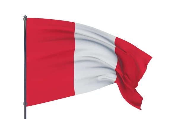 Ilustração 3D. Bandeiras ondulantes do mundo - Bandeira do Peru. Isolado sobre fundo branco. — Fotografia de Stock