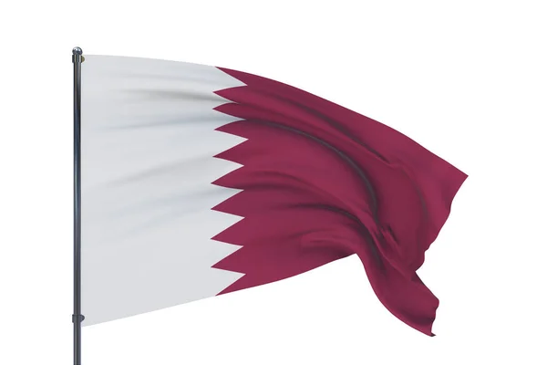3D-Illustration. Flaggen der Welt schwenken - Flagge Katars. Isoliert auf weißem Hintergrund. — Stockfoto