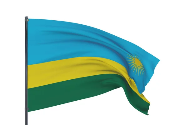 3D ilustrace. Vlnící se vlajky světa - vlajka Rwandy. Izolováno na bílém pozadí. — Stock fotografie