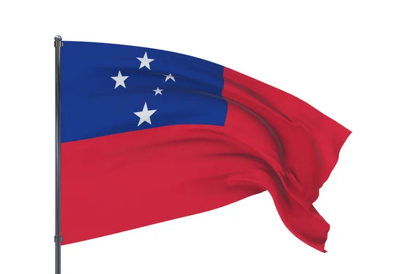 3D ilustrace. Vlnící se vlajky světa - vlajka Samoy. Izolováno na bílém pozadí. — Stock fotografie