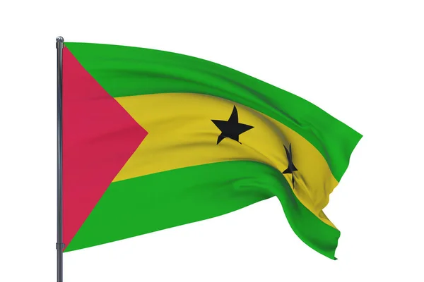 3D-Illustration. Flaggen der Welt schwenken - Flagge von Sao Tome und Principe. Isoliert auf weißem Hintergrund. — Stockfoto