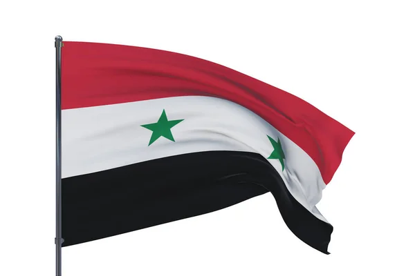 Illustration 3D. Agitant les drapeaux du monde - drapeau de la Syrie. Isolé sur fond blanc. — Photo