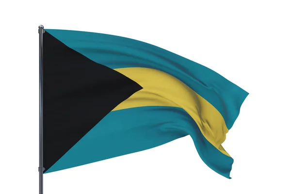 3D illustratie. Zwaaiende vlaggen van de wereld - vlag van Bahama 's. Geïsoleerd op witte achtergrond. — Stockfoto