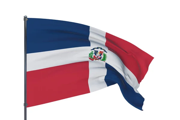 Ilustración 3D. ondeando banderas del mundo - Bandera de República Dominicana. Aislado sobre fondo blanco. — Foto de Stock