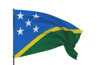 Üç boyutlu illüstrasyon. Dünya bayrakları sallıyor. Solomon Adaları bayrağı. Beyaz arkaplanda izole.