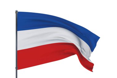 Üç boyutlu illüstrasyon. Dünyanın bayraklarını sallıyordu - Yugoslavya bayrağı. Beyaz arkaplanda izole.