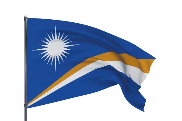 3D ilustrace. Vlnící se vlajky světa - vlajka Marshallových ostrovů. Izolováno na bílém pozadí. — Stock fotografie