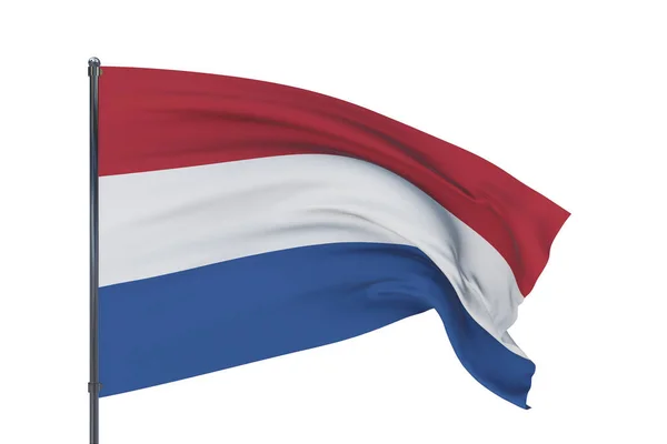 3D illustratie. Wuivende vlaggen van de wereld - vlag van Nederland. Geïsoleerd op witte achtergrond. — Stockfoto