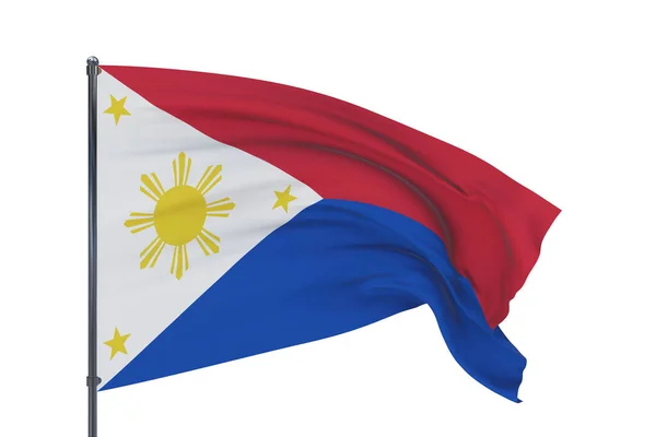 3D 일러스트. 세계의 깃발을 흔들고 있는 필리핀의 국기입니다. 흰 배경에 고립됨. — 스톡 사진