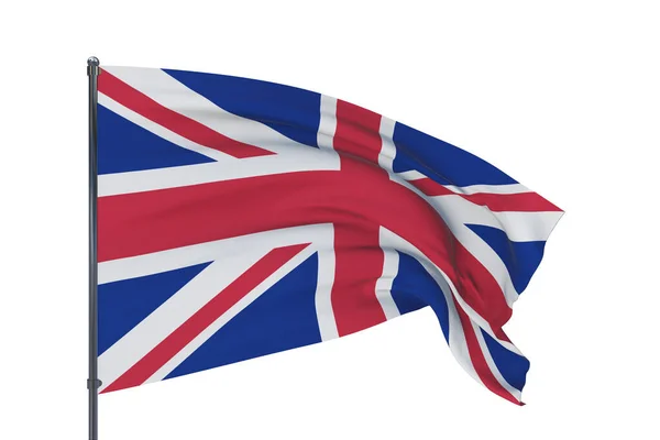 Illustrazione 3D. Sventolando bandiere del mondo - bandiera del Regno Unito. Isolato su sfondo bianco. — Foto Stock