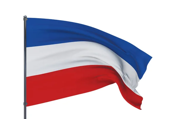 Ilustracja 3D. Machające flagi świata - flaga Jugosławii. Izolacja na białym tle. — Zdjęcie stockowe