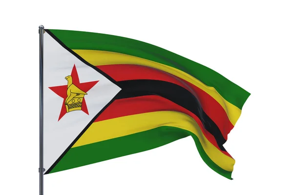 Ilustração 3D. Bandeiras acenando do mundo - bandeira do Zimbábue. Isolado sobre fundo branco. — Fotografia de Stock