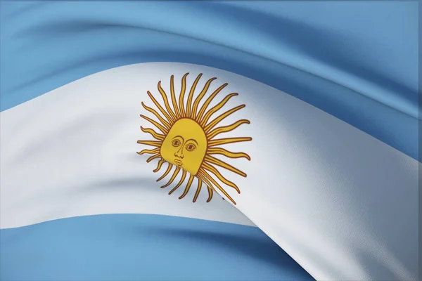 Bandeiras ondulantes do mundo - bandeira da Argentina. Vista de perto, ilustração 3D. — Fotografia de Stock