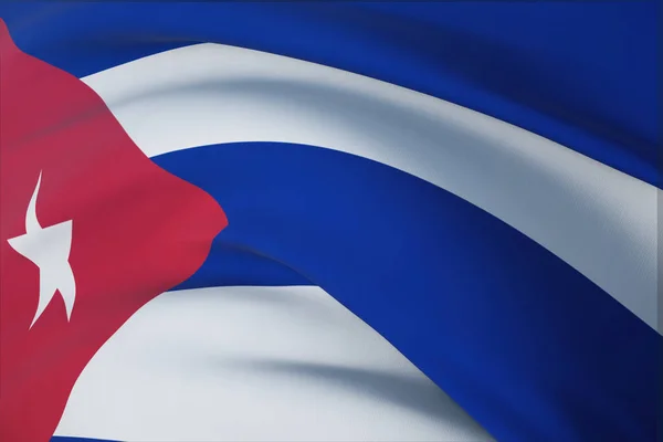 A világ zászlóinak lobogtatása - Kuba zászlója. Közelkép, 3D illusztráció. — Stock Fotó