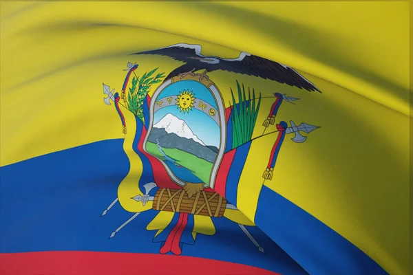 Размахивание флагами мира - флаг Эквадора. Вид крупным планом, 3D иллюстрация. — стоковое фото