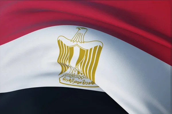 Acenando bandeiras do mundo - bandeira do Egito. Vista de perto, ilustração 3D. — Fotografia de Stock