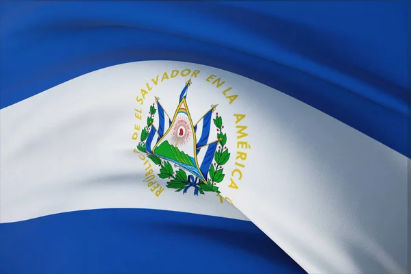 Viftande flaggor i världen - flagga El Salvador. Närbild, 3D-illustration. — Stockfoto