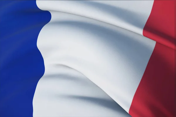 Waving flags of the world - flag of France. Closeup view, 3D illustration. — Stock Photo, Image