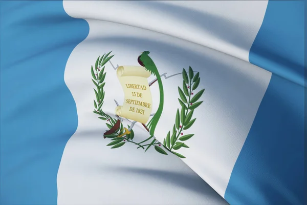 Flaggen der Welt schwenken - Flagge Guatemalas. Nahaufnahme, 3D-Illustration. — Stockfoto