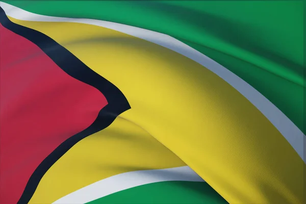 Banderas ondeando del mundo - Bandera de Guyana. Vista de primer plano, ilustración 3D. — Foto de Stock