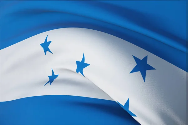 Dünyanın bayraklarını sallıyor - Honduras bayrağı. Yakın görünüm, 3 boyutlu illüstrasyon. — Stok fotoğraf