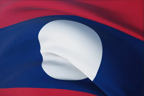 Acenando bandeiras do mundo - bandeira do Laos. Vista de perto, ilustração 3D. — Fotografia de Stock