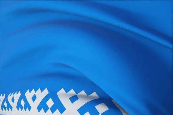ネネツ自治オックグの旗。3Dイラストクローズアップフラグの背景。ロシア連邦の主題の旗. — ストック写真