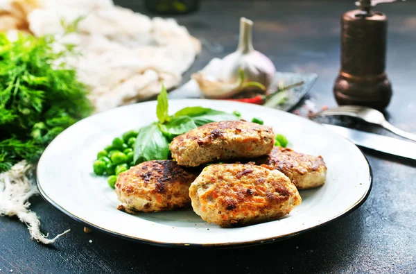 Chuletas Pollo Frito Plato Blanco —  Fotos de Stock