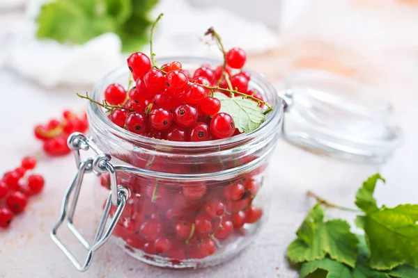 Frische Rote Johannisbeeren Glas — Stockfoto