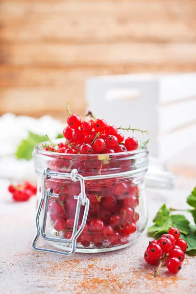 Fresh Red Currant Berries Glass Jar — Stock Photo, Image