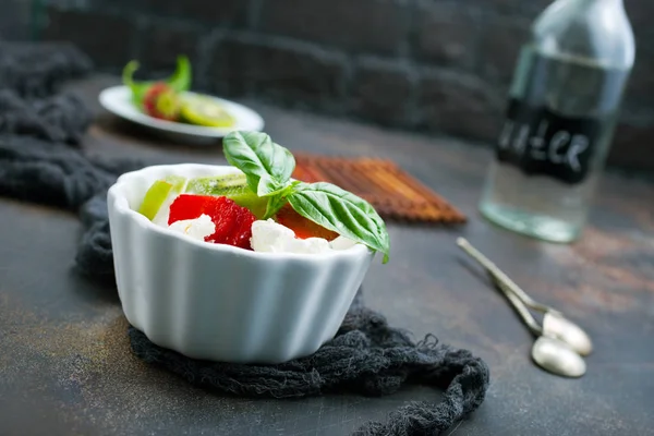 Ensalada Frutas Frescas Con Kiwi Plátano Fresas —  Fotos de Stock