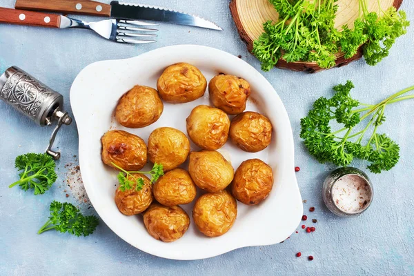 Tasty Boiled Potatoes Butter Dill Parsley — Stock Photo, Image