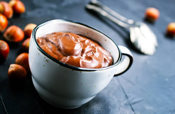 Homemade Hazelnut Spread Hot Chocolate Cup Nuts — Stock Photo, Image